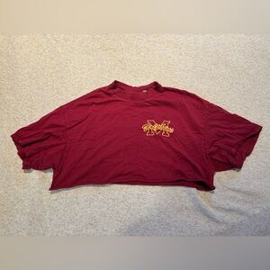 Red Cropped T-Shirt with Yellow Logo